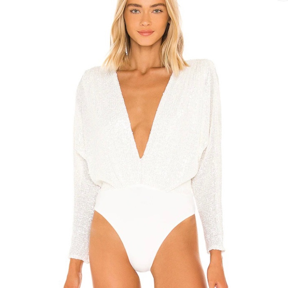 NWT! Nookie x revolve white sequined bodysuit